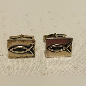 James Avery Sterling Ichthus Cuff Links, sold as pictured
